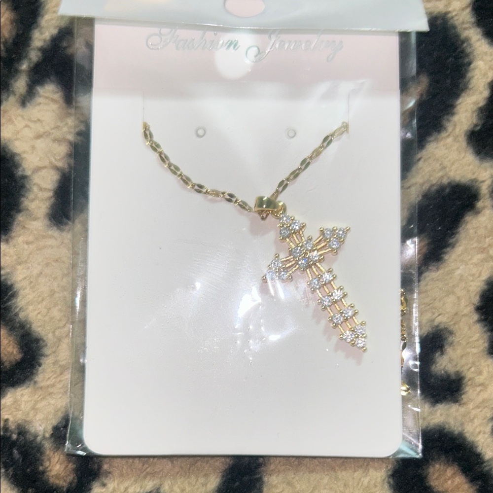 Gold and Silver Cross Pendant Necklace